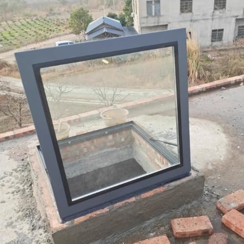Dachausstiegsfenster Dachfenster, Dachfenster mit doppelter Schicht aus gehärtetem, flächenbündige Dachluke, Sicherheitstür,(70x75cm/27.6x29.5in) von Lumivex