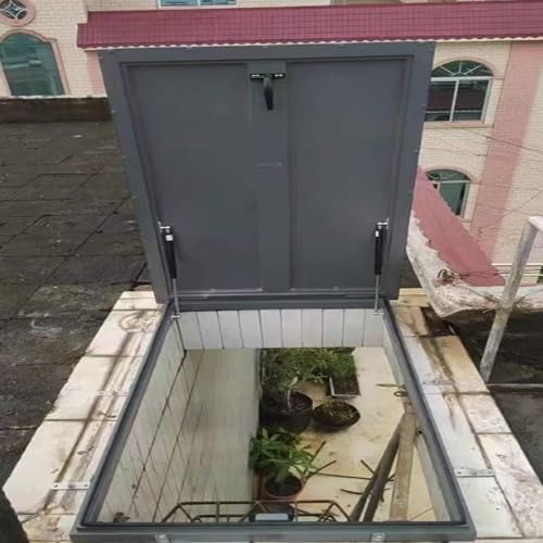 Dachausstiegsfenster Dachluke aus verzinktem Stahl, Rahmen Aluminiumlegierung und Hydraulikstange, Abdeckung for Dachboden Keller(31x32in (78.7x81.2cm)) von Lumivex