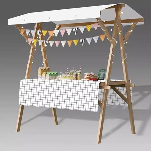 Imbisswagen Kommerzieller Verkaufswagen mit Rädern Hölzerner Straßenimbisswagen auf Rädern, Ständer for den Außenbereich, faltbarer Verkaufsstand und mobiler Kiosk-Verkaufswagen for das Spielwarengesc von Lumivex