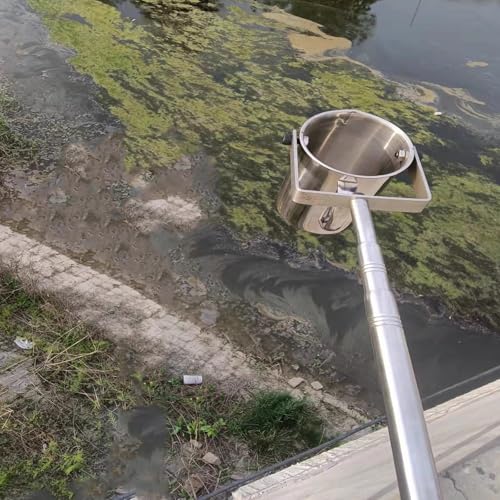 Lumivex Ölsammler Ölprobenbehälter Probensammler for Wasserqualitätstests, Wasserprobenstange aus Edelstahl, mit Probenschöpflöffel und Messskala(500ml,2.5m/8.2 ft) von Lumivex