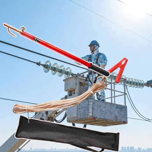 Tragbares elektrisches Sicherheits-Teleskopstangenwerkzeug mit Kupferdraht und Haken for einen sicheren elektrischen Isolationsentladungsstab(10kV-1m(39.4in)-(2 SECTIONS)) von Lumivex