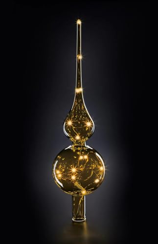 Lumix® LED kabellose Christbaumspitze Tree Topper Bernstein 29cm mundgeblasenes Glas mit LED-Lichterkette 1 Stück 76031 von Lumix