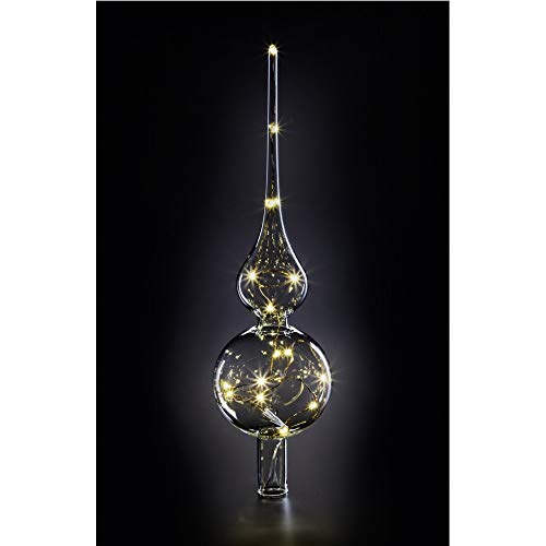 Lumix® LED kabellose Tree Topper Christbaumspitze Weihnachtsbaumschmuck Transparent Glas Warmweiß Mundgeblasen Weihnachten Dekoration Christbaum 29cm Made IN Germany 76030, Klar von Lumix