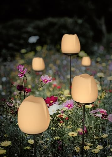 Lumix® Solar Flowers 1x Solarleuchte für Außen Garten von Krinner innenliegendes Solarpanel, IP44, Auto EIN/AUS mit RGB, Auto Change und neutralem LED Licht, Gartenleuchte Rosy 1 Stück von Lumix