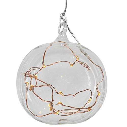 Lumix® LED kabellose Christbaumkugel Light Ball M Klar 8cm mundgeblasenes Glas mit LED-Lichterkette 1 Stück 76040 von Lumix