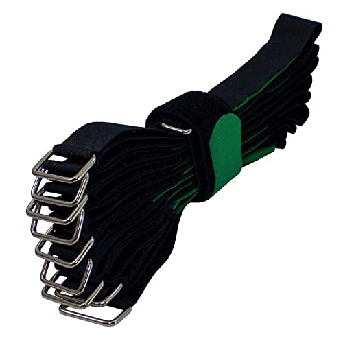 Lumonic 10x Klettbinder 600x38mm gekreuzt Schwarz Grün - Wiederverwendbare Kabelbinder aus Klettband - Zum Befestigen oder Kabelmanagement von Lumonic