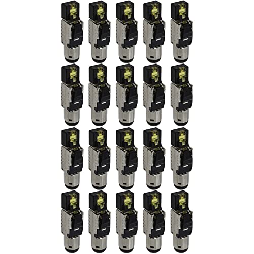 Lumonic 20x Netzwerkstecker RJ45 Metall Stecker werzeuglos | Mit Zugentlastung und vergoldeten Kontakten I Crimpstecker für CAT6 CAT7 CAT8.1 Netzwerk- von Lumonic