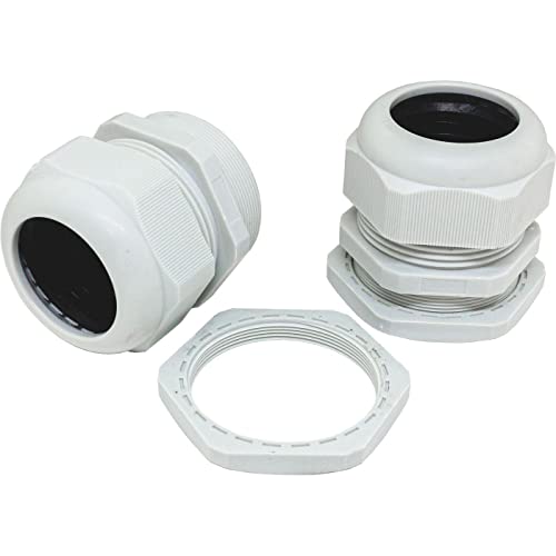 Lumonic 2x Kabelverschraubung M63 PG48 IP67 metrisch d37-44mm I Kabeldurchführung wasserdicht in grau I Verschraubungen, Schlauchdurchführung M63 PG48 von Lumonic