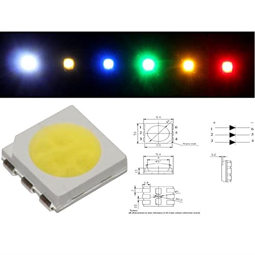 Lumonic 50x Superhelle LEDs vom Typ SMD 5050 - High Power LEDs zum selber Löten DIY in Farbe Warm-Weiß 3000K - Maße: 5x5mm von Lumonic
