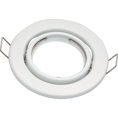 5x LED Einbaurahmen Rund 81x27mm Weiß Stahlblech Schwenkbar Spot GU10 MR16 von Lumonic