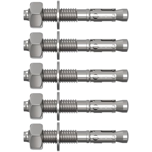 Lumonic 5x Schwerlastdübel M10 x 85mm hochwertige Keilanker verzinkt | Durchsteckmontage, SOFORT BELASTBAR | Betonanker, Schwerlastanker | für Überdachungen, Geländer, Regale, Trennwände von Lumonic