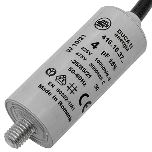 Lumonic Anlaufkondensator 416.10.37 A [inkl. Kabel 35cm] | Motorkondensator 4µF 400V 25x55mm I Kondensator im isolierten Kunststoffgehäuse von Lumonic
