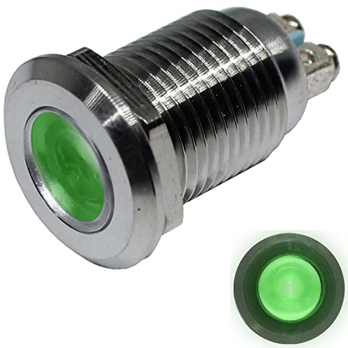 Lumonic LED Kontrollleuchte 16mm Grün aus Edelstahl I Signalleuchte mit Schraubanschluss - IP67 I Signallampe für Auto mit 6V, 12V & 24V LED Spannung von Lumonic