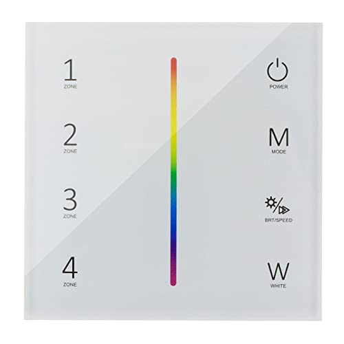 Elegance RGB RGBW LED 4-Zone Wand Touch Panel Controller Batterie für Farbwechsel Streifen 4-Pin + 5-Pin von Lumonic