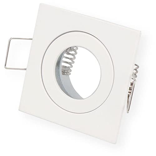 LED Einbaurahmen Bad Feuchtraum Quadratisch IP44 55x55x21mm Weiß Aluminium Schwenkbar Spot GU4 MR11 von Lumonic