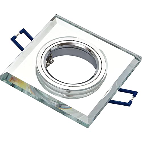 LED Einbaurahmen Quadratisch 90x90x25mm Weiß Glas 8mm Spot GU10 MR16 von Lumonic