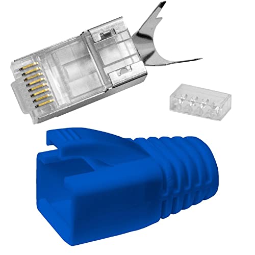 Lumonic 100x Netzwerkstecker RJ45 Stecker CAT5 CAT6 CAT7 LAN vergoldete Kontakte blau von Lumonic