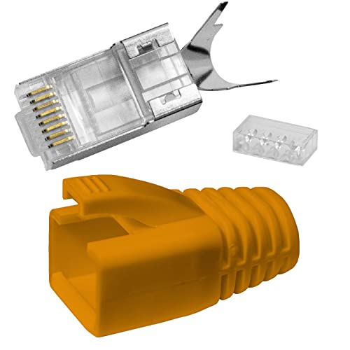Lumonic 10x Netzwerkstecker RJ45 Stecker Orange I Mit Zugentlastung, Einführhilfe & Knickschutz I Crimpstecker für CAT5, CAT6 und CAT7 Netzwerk-LAN-Ka Lumonic 10x Netzwerkstecker RJ45 Stecker Orange I Mit Zugentlastung, Einführhilfe & Knickschutz I Crimpstecker für CAT5, CAT6 und CAT7 Netzwerk-LAN-Ka von Lumonic