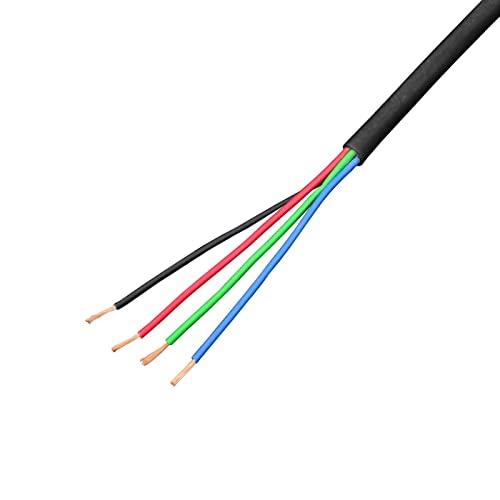 Lumonic 4x 0,34mm² LED Steuerleitung schwarz 50m I ummanteltes 4 adriges Kabel flexibel I Geschirmtes Steuerkabel, LiYY Verlängerung, Stromkabel von Lumonic