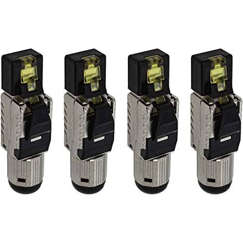 Lumonic 4x Netzwerkstecker RJ45 Metall Stecker werzeuglos | Mit Zugentlastung und vergoldeten Kontakten I Crimpstecker für CAT6 CAT7 CAT8.1 Netzwerk-L von Lumonic