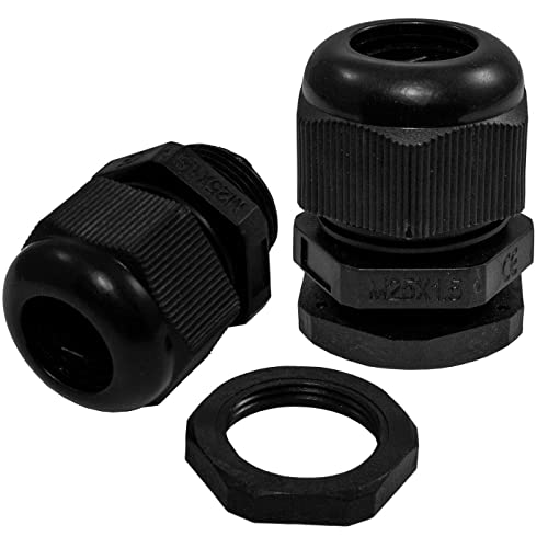 Lumonic 50x Kabelverschraubung M25 IP67 metrisch d9-17mm I Kabeldurchführung wasserdicht in schwarz I Verschraubungen, Schlauchdurchführung M25 von Lumonic