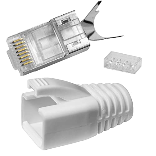 Lumonic 50x Netzwerkstecker RJ45 Stecker Weiss I Mit Zugentlastung, Einführhilfe & Knickschutz I Crimpstecker für CAT5, CAT6 und CAT7 Netzwerk-LAN-Kab Lumonic 50x Netzwerkstecker RJ45 Stecker Weiss I Mit Zugentlastung, Einführhilfe & Knickschutz I Crimpstecker für CAT5, CAT6 und CAT7 Netzwerk-LAN-Kab von Lumonic