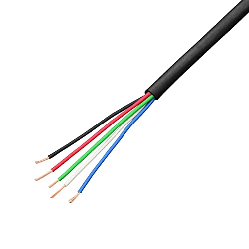 Lumonic 5x 0,34mm² RGBW LED Steuerleitung schwarz 100m I ummanteltes 5 adriges Kabel flexibel I Geschirmtes Steuerkabel, LiYY Verlängerung, Stromkabel von Lumonic