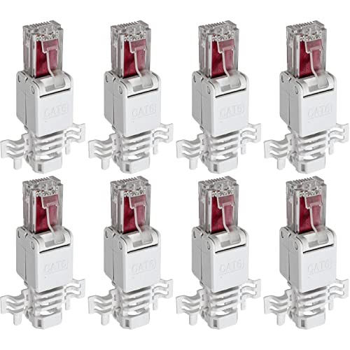 Lumonic 8x Netzwerkstecker RJ45 Stecker werzeuglos | Mit Zugentlastung und vergoldeten Kontakten I Crimpstecker für CAT5 CAT6 CAT7 Netzwerk-LAN-Kabel von Lumonic