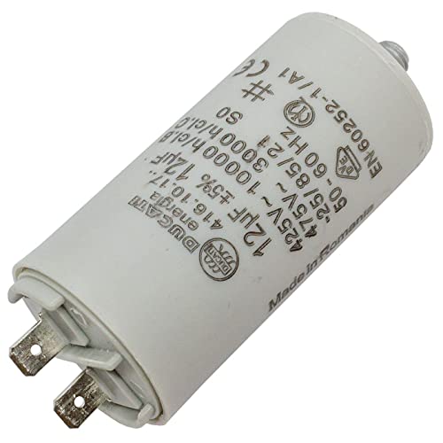 Lumonic Anlaufkondensator 416.10.17 A [inkl. Stecker 6,3x0,8mm] | Motorkondensator 12µF 400V 36x70mm I Kondensator im isolierten Kunststoffgehäuse von Lumonic