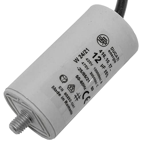 Lumonic Anlaufkondensator 416.10.17 B [inkl. Kabel 35cm] | Motorkondensator 12µF 400V 36x70mm I Kondensator im isolierten Kunststoffgehäuse von Lumonic