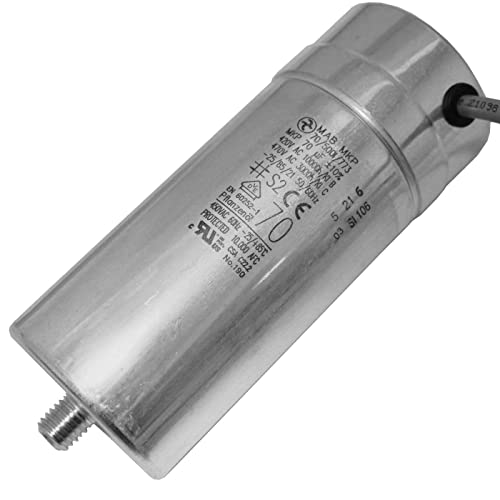 Lumonic Anlaufkondensator Hydra MKP-500 70-C [inkl. Kabel 50cm] | Motorkondensator 70µF 420V 60x145mm I Kondensator mit hochwertigem Metallgehäuse von Lumonic