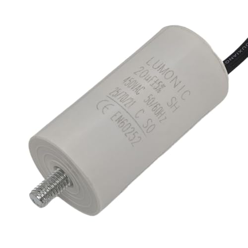 Lumonic Anlaufkondensator 20µF 450V | mit Kabel I 38x75mm I 20uF I Motorkondensator mit Kunststoffgehäuse I Betriebskondensator I für Pumpen, Rasenmäher, Werkzeuge von Lumonic
