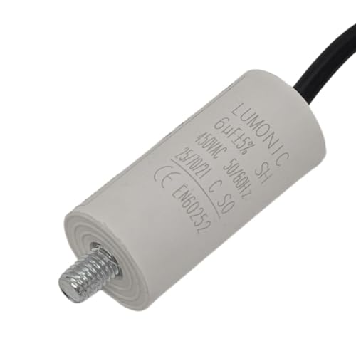 Lumonic Anlaufkondensator 6µF 450V | mit Kabel I 26x55mm I 6uF I Motorkondensator mit Kunststoffgehäuse I Betriebskondensator I für Pumpen, Rasenmäher, Werkzeuge von Lumonic