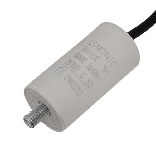 Lumonic Anlaufkondensator 9µF 450V | mit Kabel I 30x60mm I 9uF I Motorkondensator mit Kunststoffgehäuse I Betriebskondensator I für Pumpen, Rasenmäher, Werkzeuge Lumonic Anlaufkondensator 9µF 450V | mit Kabel I 30x60mm I 9uF I Motorkondensator mit Kunststoffgehäuse I Betriebskondensator I für Pumpen, Rasenmäher, Werkzeuge von Lumonic