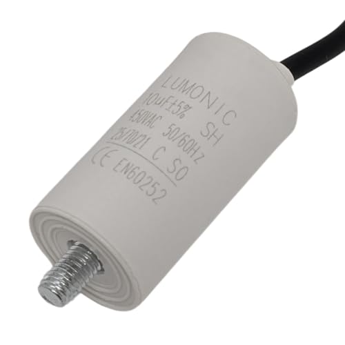 Lumonic Anlaufkondensator 10µF 450V | mit Kabel I 30x60mm I 10uF I Motorkondensator mit Kunststoffgehäuse I Betriebskondensator I für Pumpen, Rasenmäher, Werkzeuge von Lumonic