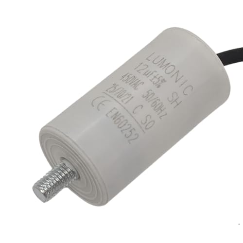 Lumonic Anlaufkondensator 12µF 450V | mit Kabel I 34x65mm I 12uF I Motorkondensator mit Kunststoffgehäuse I Betriebskondensator I für Pumpen, Rasenmäher, Werkzeuge von Lumonic