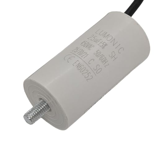 Lumonic Anlaufkondensator 25µF 450V | mit Kabel I 38x75mm I 25uF I Motorkondensator mit Kunststoffgehäuse I Betriebskondensator I für Pumpen, Rasenmäher, Werkzeuge von Lumonic