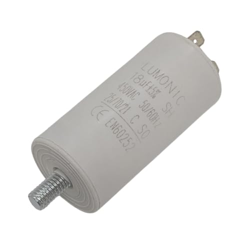 Lumonic Anlaufkondensator 18µF 450V | mit Stecker I 34x70mm I 18uF I Motorkondensator mit Kunststoffgehäuse I Betriebskondensator I für Pumpen, Rasenmäher, Werkzeuge von Lumonic