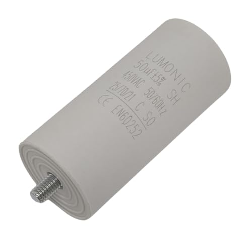 Lumonic Anlaufkondensator mit Stecker 6,3x0,8mm I 50µF 450V I 45x100mm I 50uF I Motorkondensator mit Kunststoffgehäuse I Betriebskondensator I für Pum von Lumonic