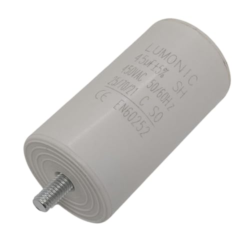 Lumonic Anlaufkondensator 45µF 450V | mit Stecker I 45x84mm I 45uF I Motorkondensator mit Kunststoffgehäuse I Betriebskondensator I für Pumpen, Rasenmäher, Werkzeuge von Lumonic