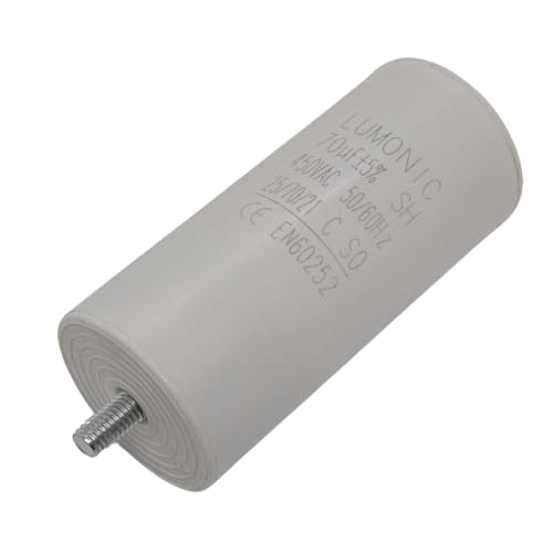 Lumonic Anlaufkondensator 70µF 450V | mit Stecker I 50x110mm I 70uF I Motorkondensator mit Kunststoffgehäuse I Betriebskondensator I für Pumpen, Rasenmäher, Werkzeuge von Lumonic