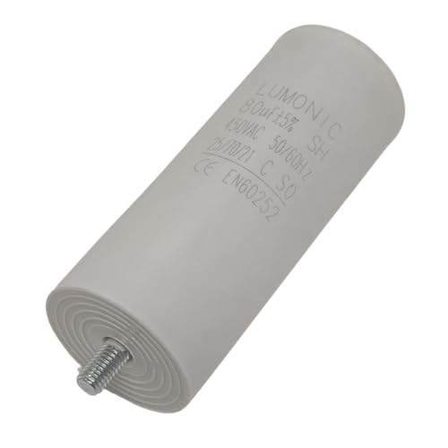 Lumonic Anlaufkondensator 80µF 450V | mit Stecker I 50x120mm I 80uF I Motorkondensator mit Kunststoffgehäuse I Betriebskondensator I für Pumpen, Rasenmäher, Werkzeuge von Lumonic