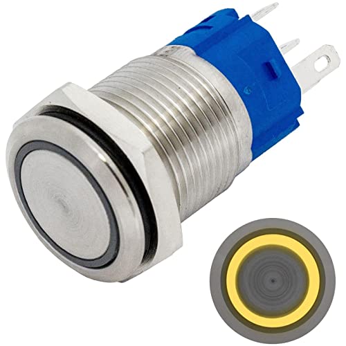 Lumonic Edelstahl Druckschalter flach 16mm Durchmesser I Mit einer Ring LED in Gelb Maße: 2,8x0,5mm Pin s 250V 3A I Vandalismussicher nach dem IP65 Standard Lumonic Edelstahl Druckschalter flach 16mm Durchmesser I Mit einer Ring LED in Gelb Maße: 2,8x0,5mm Pin s 250V 3A I Vandalismussicher nach dem IP65 Standard von Lumonic