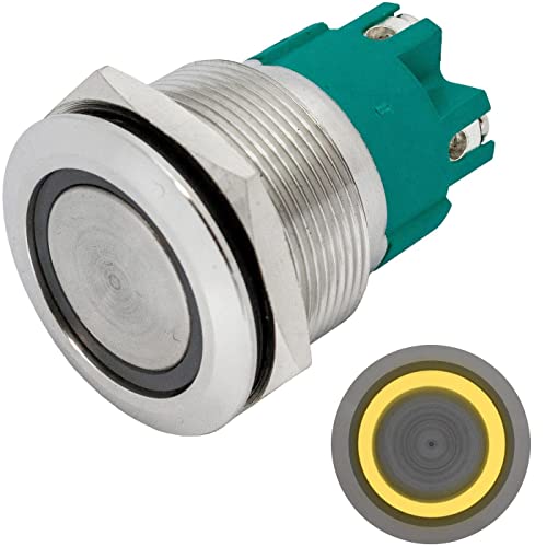 Lumonic Edelstahl Druckschalter flach 25mm Durchmesser I Mit einer Ring LED in Gelb Maße: Schraubanschluss 250V 3A I Vandalismussicher nach dem IP65 S Lumonic Edelstahl Druckschalter flach 25mm Durchmesser I Mit einer Ring LED in Gelb Maße: Schraubanschluss 250V 3A I Vandalismussicher nach dem IP65 S von Lumonic