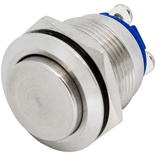 Lumonic Edelstahl Drucktaster erhaben 19mm Durchmesser Button I Maße: Schraubanschluss 250V 3A I Vandalismussicher nach dem IP65 Standard von Lumonic