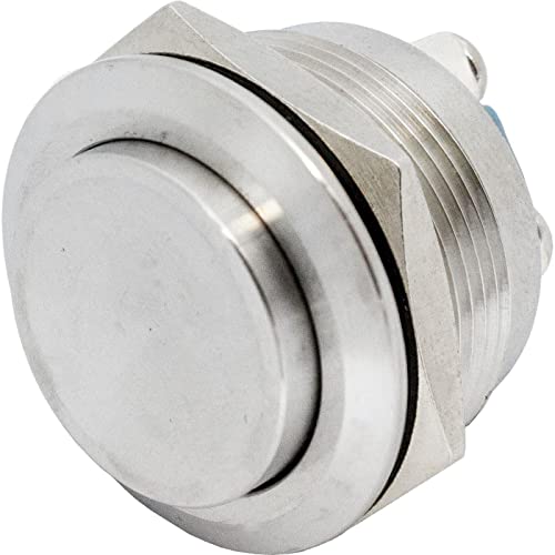 Lumonic Edelstahl Drucktaster erhaben 22mm Durchmesser Button I Maße: Schraubanschluss 250V 3A I Vandalismussicher nach dem IP65 Standard von Lumonic
