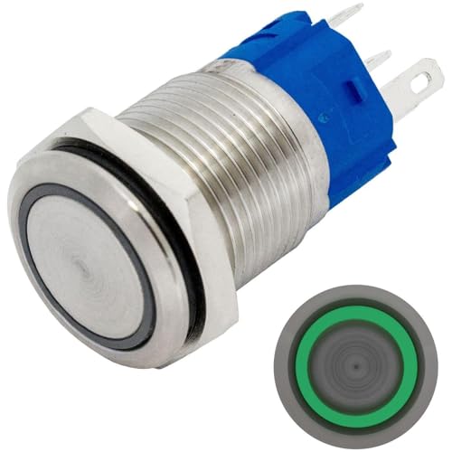 Lumonic Edelstahl Drucktaster flach 16mm Durchmesser I Mit einer Ring LED in Grün Maße: 2,8x0,5mm Pin s 250V 3A I Vandalismussicher nach dem IP65 Stan Lumonic Edelstahl Drucktaster flach 16mm Durchmesser I Mit einer Ring LED in Grün Maße: 2,8x0,5mm Pin s 250V 3A I Vandalismussicher nach dem IP65 Stan von Lumonic