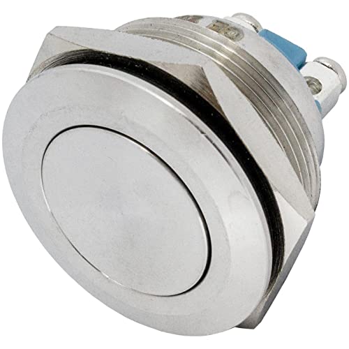 Lumonic Edelstahl Drucktaster flach 25mm Durchmesser Button I Maße: Schraubanschluss 250V 3A I Vandalismussicher nach dem IP65 Standard von Lumonic