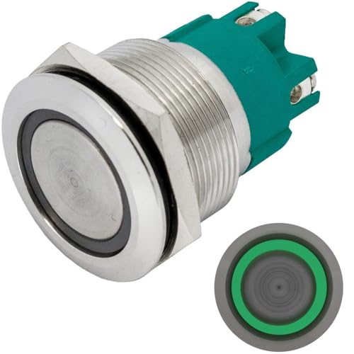 Lumonic Edelstahl Drucktaster flach 25mm Durchmesser I Mit einer Ring LED in Grün Maße: Schraubanschluss 250V 3A I Vandalismussicher nach dem IP65 Sta Lumonic Edelstahl Drucktaster flach 25mm Durchmesser I Mit einer Ring LED in Grün Maße: Schraubanschluss 250V 3A I Vandalismussicher nach dem IP65 Sta von Lumonic