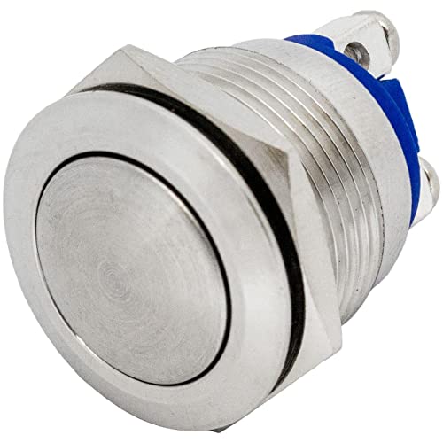 Lumonic Edelstahl Drucktaster gewölbt 19mm Durchmesser Button I Maße: Schraubanschluss 250V 3A I Vandalismussicher nach dem IP65 Standard von Lumonic